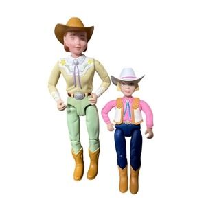 Vintage 2001 Fisher Price Loving Family Cowgirl Dolls Mother Daughter‎ Western